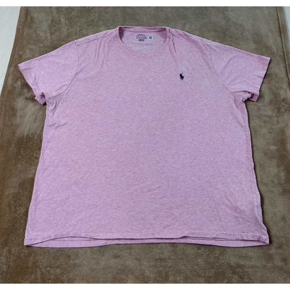 Polo Ralph Lauren T-Shirt Men's 2XL Pink Heathered Cotton Pony Short Sleeve